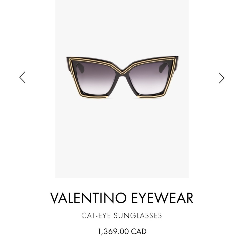 Valentino Black and Gold Cat-Eye Sunglasses